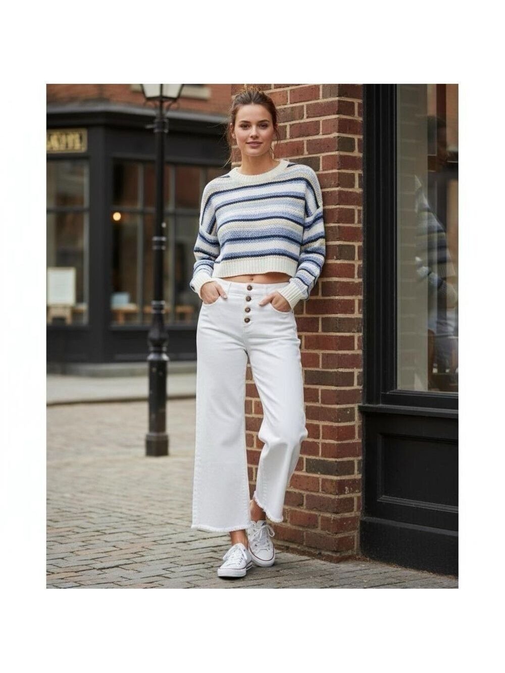Ann Taylor LOFT High Waist Wide Leg Crop Jeans White Size 12P/31 - Picture 2 of 13